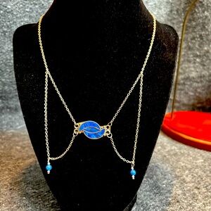 Beautiful Blue Lapis Festoon Style Necklace in Sterling Silver